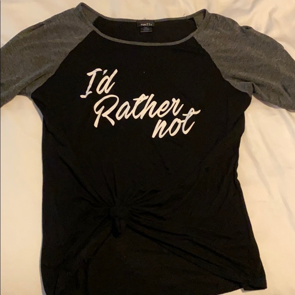 I’d rather not black baseball tee